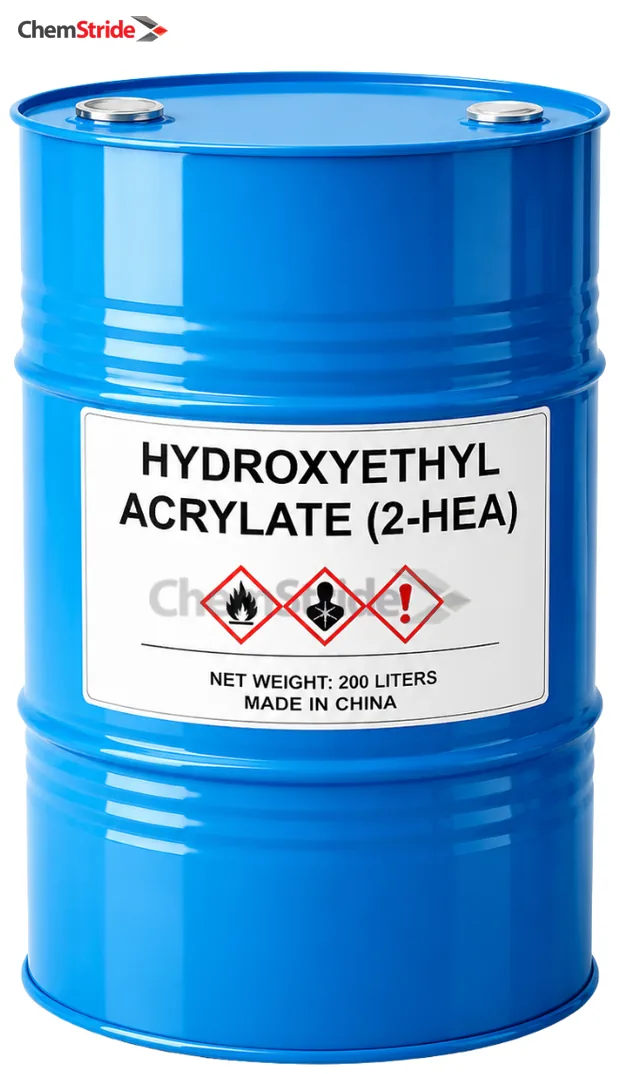 2-Hydroxyethyl Acrylate (2-HEA) packaging as supplied by ChemStride