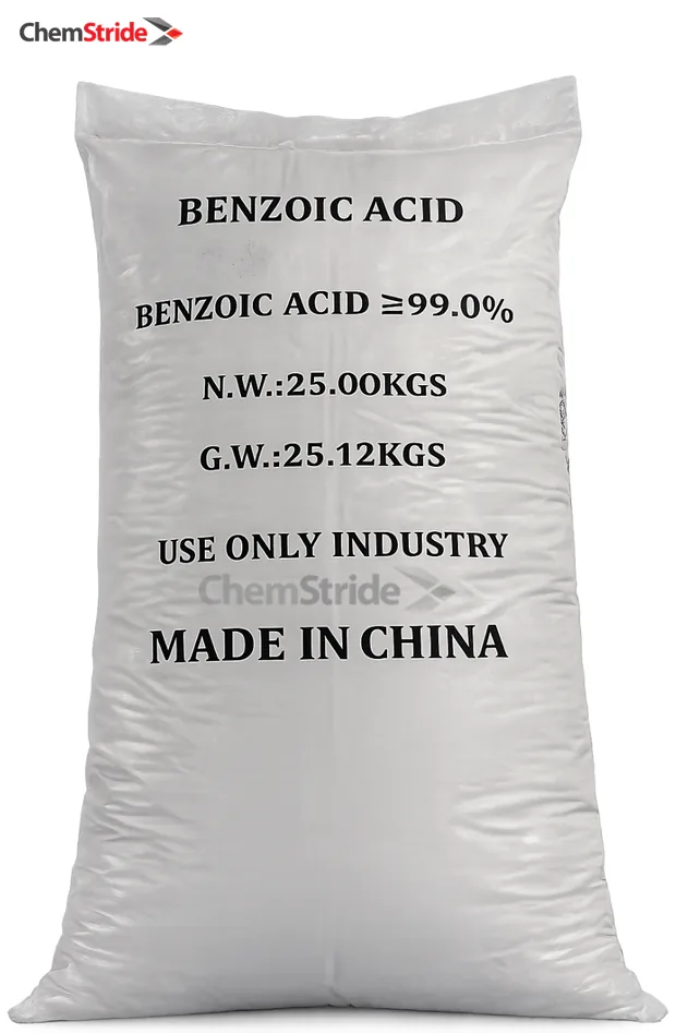 Benzoic Acid packaging as supplied by ChemStride