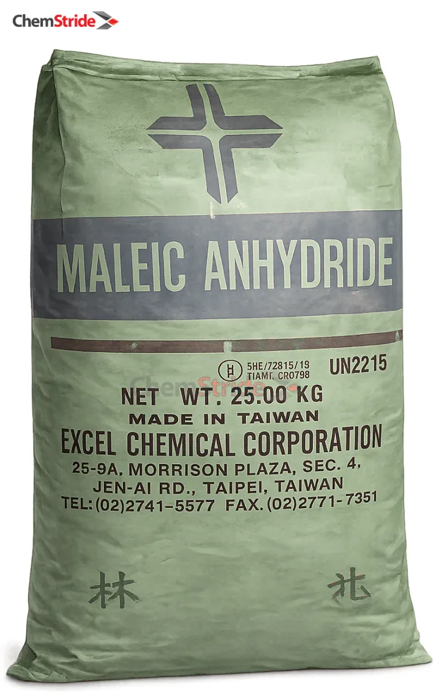 Maleic Anhydride Excel packaging as supplied by ChemStride