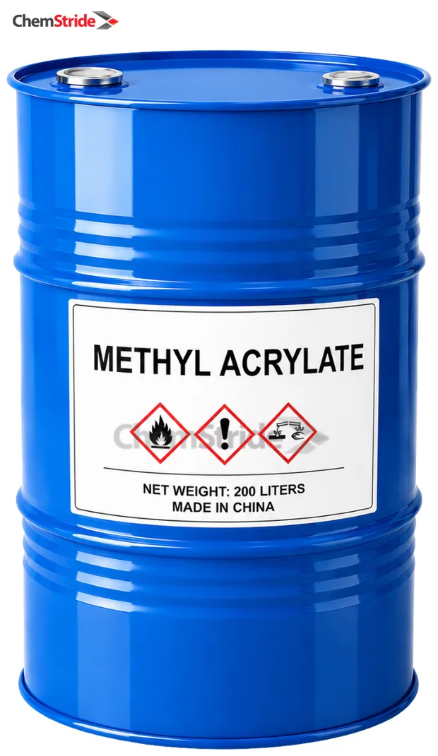 Methyl Acrylate packaging as supplied by ChemStride
