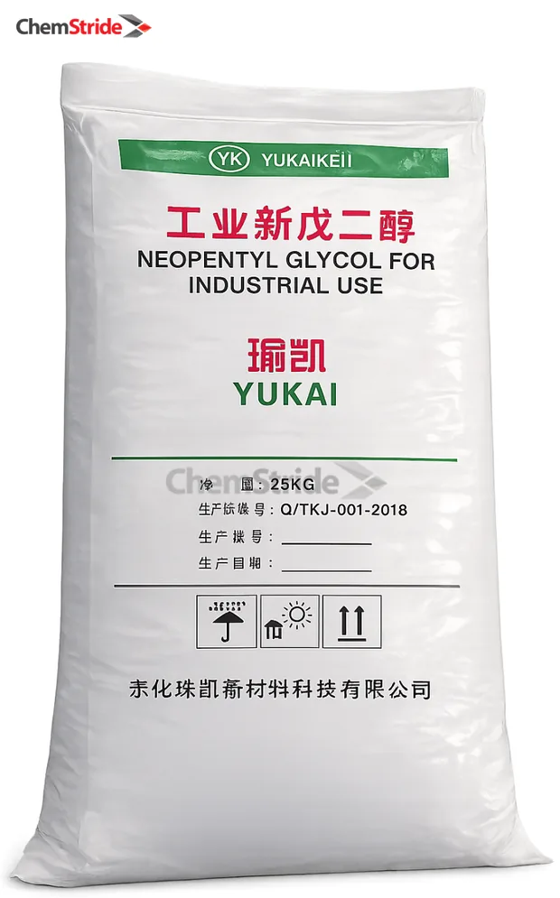 Neopentyl Glycol (NPG) Yukai packaging as supplied by ChemStride