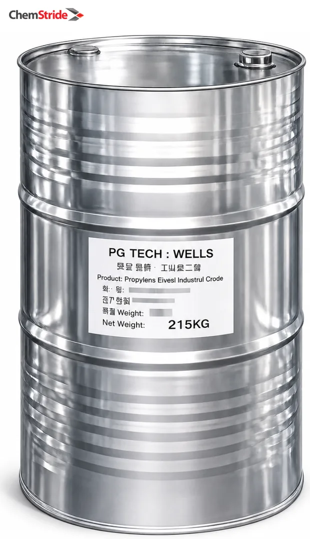 Propylene Glycol Technical Wells packaging as supplied by ChemStride