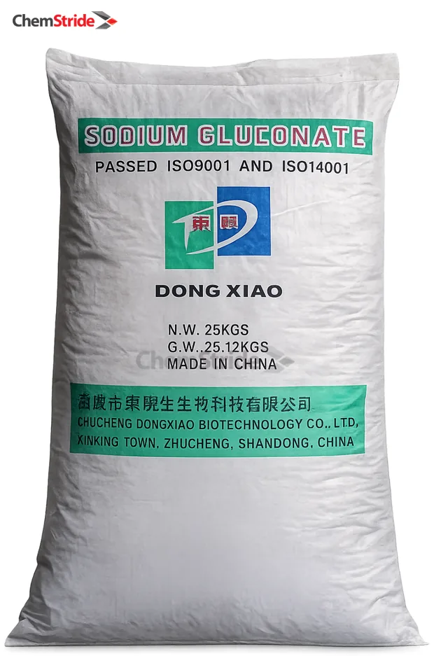 Sodium Gluconate Dongxin packaging as supplied by ChemStride