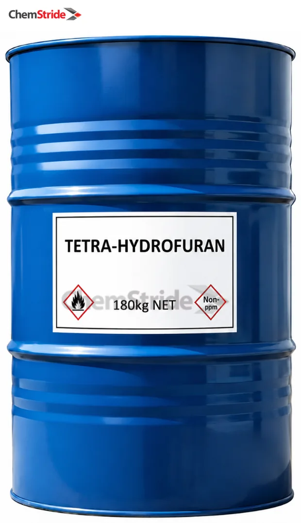 Tetrahydrofuran (THF) packaging as supplied by ChemStride